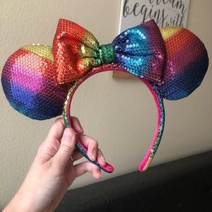 Disney Parks Mickey Ears Headband Rainbow